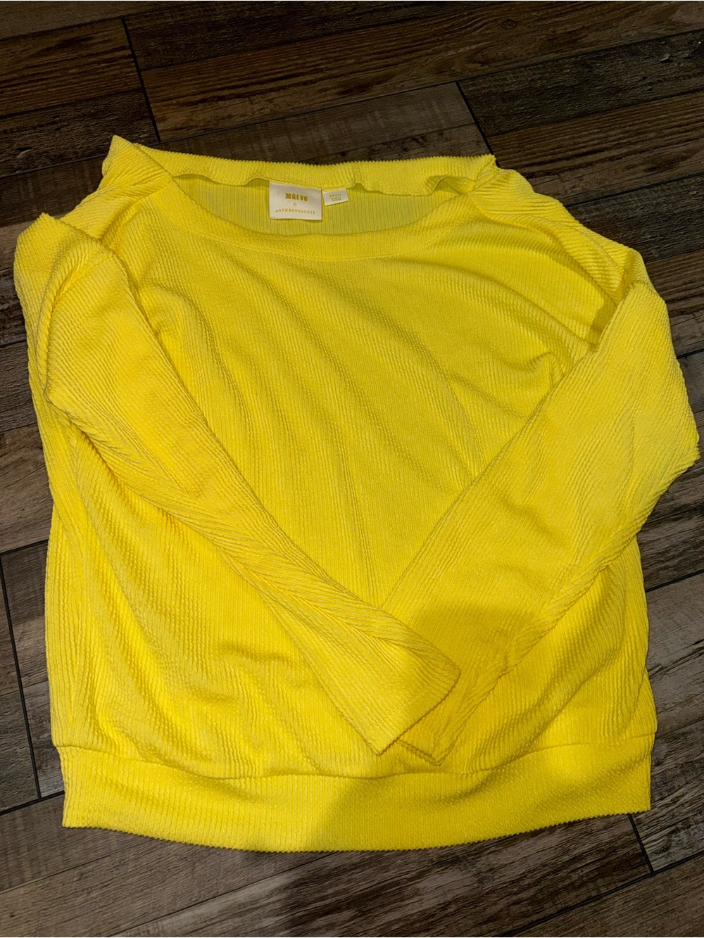 Yellow Maeve Wide Neck Ribbed Top 
Pre-Owned Small